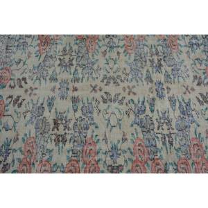 พรมตุรกีโบราณ4.5 x 7.5ft เบจสีชมพูขนาดใหญ่ขนแกะลายแอบสแตรกต์รูปสี่เหลี่ยมผืนผ้าสำหรับตกแต่งห้อง - Product Image 5