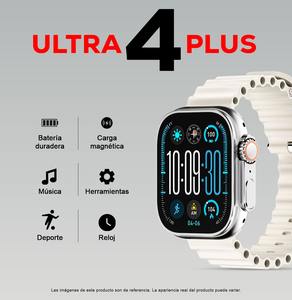 Montre connectée Ultra 4 Plus avec écran AMOLED, longue autonomie, chargeur magnétique W02, montre connectée de sport et de fitness, blanc et noir avec protection - Product Image 4