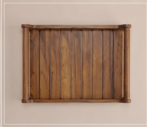 Bandeja Rectangular de Madera Hecha a Mano con Listones Horizontales, Rústica, Geométrica, Multifuncional, Decorativa, con Asa, para Decoración del Hogar - Product Image 6