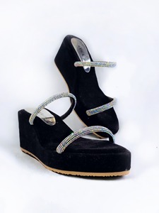 High Quality Sparkling Rhinestone Mesh Soft Wedges: Elevate Your Style with Comfort and Glamour Womens Footwear - Product Image 1