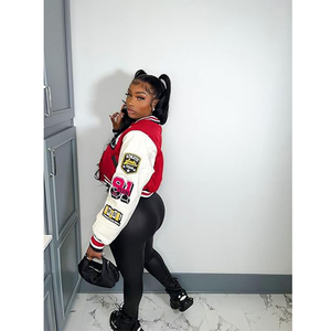 OEM Custom Colorful Long Sleeve <b>Patch</b> Chenille Embroidery Waterproof Thick Winter Streetwear Letterman Varsity <b>Jacket</b> for Women - Product Image 6