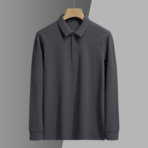 Oem <strong>customized</strong> autumn and winter polo shirt men's long sleeved <strong>paul</strong> lapel tshirt with autumn and winter solid color - Product Image 5