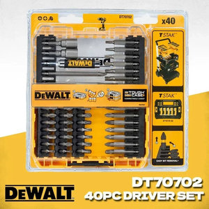 Juego de 40 Puntas para Destornillador de Impacto DEWALT DT70702, Estuche Resistente, Acero Inoxidable HSS, para Uso Industrial, TStak Cadd - Product Image 1