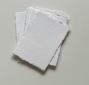 50 papier de chiffon de coton blanc papier fait main papier de bord de mariage - Product Image 1