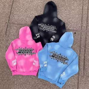 Conjunto Deportivo Unisex Personalizado de Invierno, Estilo Streetwear, Lavado Ácido, Pantalones Largos con Capucha y Corte Acampanado, Estilo Vintage Desgastado - Product Image 5