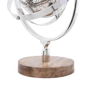 Globe terrestre en métal artisanal avec base en bois, accent décoratif et objets pour la décoration moderne du salon - Product Image 5