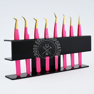 High Quality Fiber Tip Eyelash Extension Tweezer Russian Volume 90 degree Straight Isolation Lash <b>Tool</b> - Product Image 1