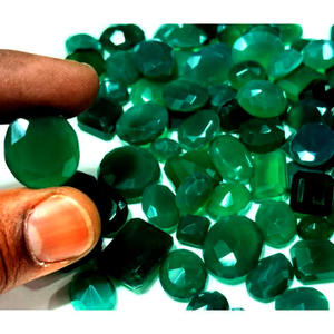 Pierre précieuse en onyx vert naturel facetté, polie des deux côtés, onyx vert en vrac, taille et forme variées, vente en gros pour la fabrication de bijoux - Product Image 4