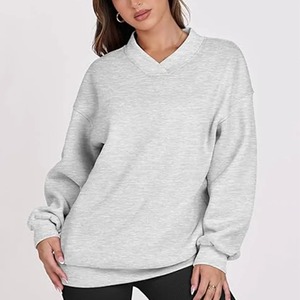 2025 grande taille goutte épaule surdimensionné personnalisé col en V femmes sweats à capuche femmes sweat-shirt femmes - Product Image 5