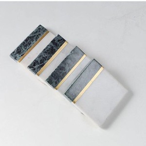 New Design <b>White</b> and Black Marble Finished Tea <b>Coaster</b> Tableware Mats & Pads for Table Decor - Product Image 3
