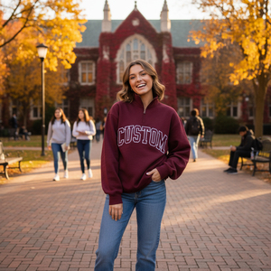 Nuevo Estilo Premium, Sudadera Extra Grande con Cuello Alto Simulado, Forrada, Lavada, Ecológica, de Spandex/Algodón, para Invierno y Otoño, Estilo Urbano, con Estampado Frontal - Product Image 1