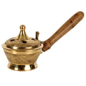 Quemador de Incienso de Latón Puro de Alta Calidad con Grabado y Acabado Pulido, Quemador de Lobán Tradicional de Latón Vintage para Decoración del Hogar - Product Image 4