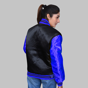 Chaqueta universitaria de satén y béisbol para hombre personalizada al por mayor chaqueta con letras bordadas de invierno chaquetas universitarias con letras de satén de seda - Product Image 3