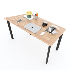 245x60cm Rubber Wood Minimalist <b>Office</b> Furniture Set of 2 Interconnected Trapezoidal <b>Tables</b> HBLG030 - Product Image 5