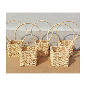 2024กระเป๋าโท้ทผักตบชวาใส่น้ำได้อย่างยั่งยืนและดีจากเวียดนามสีทึบมีซิปกระเป๋าถือสำหรับห้อยออกท่องเที่ยว - Product Image 5