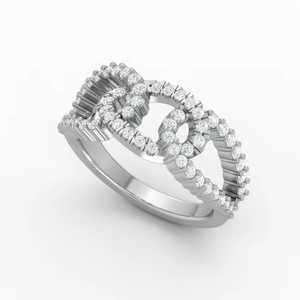 แหวนเพชรดีไซน์โมเดิร์นแบบบายพาสลูปสำหรับผู้หญิง - Product Image 1