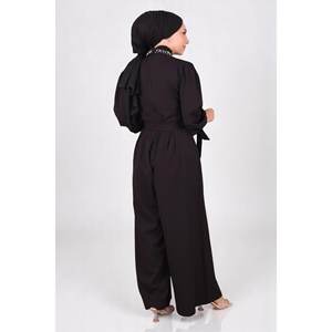 Combinaison noire décontractée avec détails style MSW19152-1 - Product Image 5