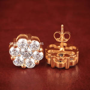 Cluster Flower VVS Lab Grown Diamond <b>Earrings</b> for <b>Men</b> and Women 925 Sterling Silver <b>Stud</b> <b>Earrings</b> Wholesale - Product Image 3