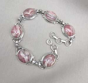 Rhodochrosite 925 <b>Sterling</b> <b>Silver</b> Bracelet Handmade Gemstone For Women Artisan Boho Ethnic Jewelry Fashion - Product Image 4