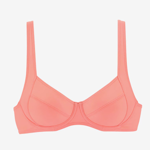Conjunto de bikini de dos piezas color coral para mujer, top push-up con lazo lateral y braga de spandex y nailon. - Product Image 2