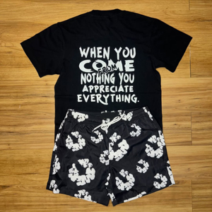 Ensemble de t-shirts et shorts en coton à la mode d'été pour hommes, taille moyenne, couleur unie avec bermudas, logo personnalisé - Product Image 4