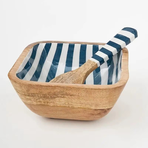 Tazón de Madera de Mango, Tazón Cuadrado de Madera para Ensalada y Servir - Product Image 1