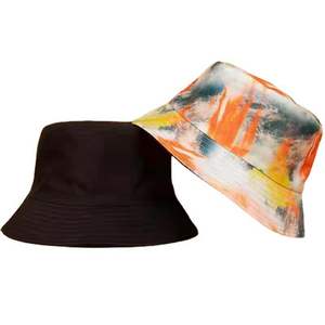 Unisex doble cara impreso patrón Tie Dye plegable publicidad pescador sombreros diseñador protección solar Rreversible cubo gorras - Product Image 1