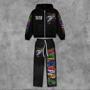 Personalizable Durable Transpirable Fleece Cremallera Sudadera con capucha Chándal Pesado Hombres Invierno Casual Tallas grandes Conjuntos Impreso - Product Image 5