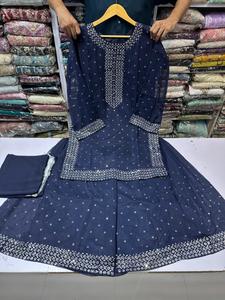 Pakistanais Readymade Ethnique Indien Porter Tenue pour Femmes Sharara Ensemble avec Dupata Indien Georgette Tissu Broderie Travail Anarkali - Product Image 6