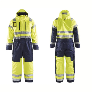 Men High Visibility Reflective <b>Waterproof</b> Cotton/Polyester Breathable Quick Dry Workwear Suit Safety Protective Uniform Yellow - Product Image 3