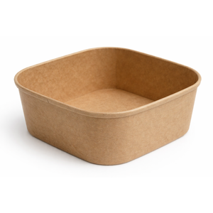 Ciotola Quadrata Monouso in Carta Kraft da 500ml (16oz) con Rivestimento in PE per Pranzi - Product Image 1
