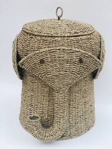 Cesta de almacenamiento de ratán plegable en forma de elefante ecológica hecha a mano, diseño multifunción, jacinto de agua Natural, decoración del hogar - Product Image 3