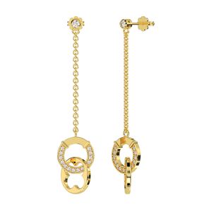 Haute qualité femmes plaqué or 10K or jaune Zircon boucles d'oreilles à la mode bijoux en argent pour la fête - Product Image 5