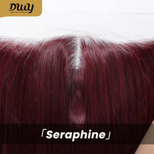 Seraphine-DWY 28-Inch Silky Straight Burgundy Lace Front <b>Wig</b> 13x6 Free Part with Transparent Lace - Product Image 6