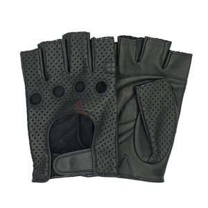 Gants demi-doigts en cuir véritable avec logo personnalisé Hiver Chaud Doux Confortable Mode Conduite Fabricant d'usure quotidienne - Product Image 3