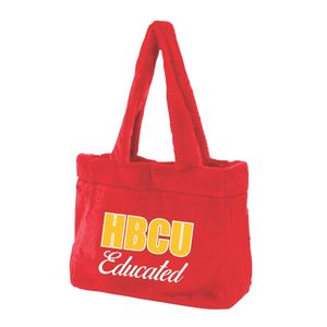 Borsa Tote HBCU educata in pelliccia rossa brillante con ricami in ciniglia in peluche con ricamo a forma di confraternita greca Divine nove regalo con Logo personalizzato - Product Image 2