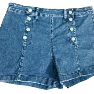 Pantalones cortos de mezclilla suaves azul marino para mujer, ropa de calle de marca personalizada de calidad, característica transpirable e impermeable - Product Image 1