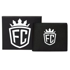 Cartera Delgada Bifold de Cuero Sintético Negro con Grabado, con Múltiples Ranuras para Tarjetas y Compartimento para Efectivo para Uso Diario - Product Image 1