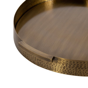 Plateau rond en aluminium martelé antique avec poignée au meilleur prix d'Inde pour restaurant hôtel usage domestique - Product Image 2