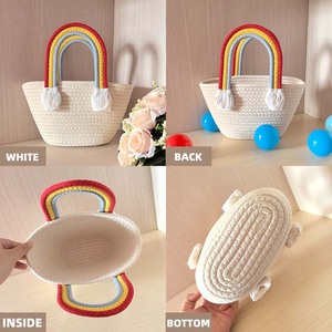 Panier de rangement en corde de coton avec poignée arc-en-ciel, organisateur tissé, panier écologique pour jouets, chambre d'enfant, rangement domestique - Product Image 4