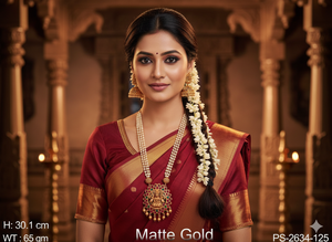 Pendentif élégant de bijoux de temple pour les femmes pendentif traditionnel indien plaqué or idéal pour les festivals, les mariages et les cadeaux - Product Image 5