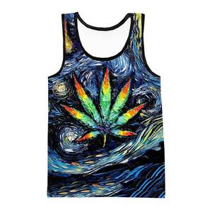 Débardeur graphique 3D pour hommes, t-shirt sans manches à motif de feuilles naturelles - Product Image 4