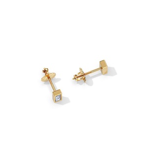 Antique Stud Earring Emerald Cut Moissanite Diamond Stud Solitaire Earring For Womens 925 Silver With Gold Plated Charm Jewelry - Product Image 3