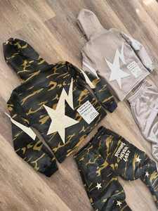 Ensemble de survêtements unisexes imprimés sur mesure, sweat-shirt en coton lourd, broderie usée, strass, sweat-shirt et pantalon de survêtement pour homme - Product Image 5