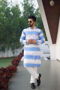 Kurta pyjama pour homme en coton PC tendance avec impression ombrée et broderie, prix de gros, achat en ligne en Inde - Product Image 5