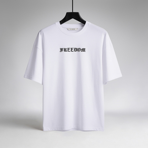 T-shirt décontracté blanc surdimensionné pour homme, imprimé, 200 GSM, 100 % coton, séchage rapide, impression caoutchouc personnalisée, vente en gros - Product Image 1