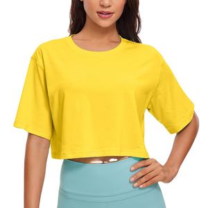 T-shirt court en coton personnalisé avec logo pour femmes, col rond, coupe oversize, t-shirt court vierge pour femmes et hommes 2026 - Product Image 5