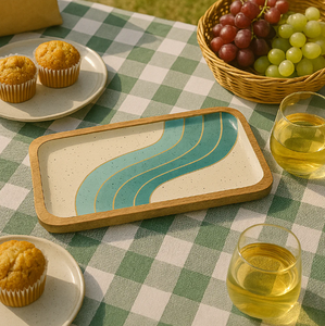 Plato DE SERVICIO DE MADERA impreso personalizado de latón AK en varios colores a precio mayorista para utensilios de cocina/vajilla - Product Image 1