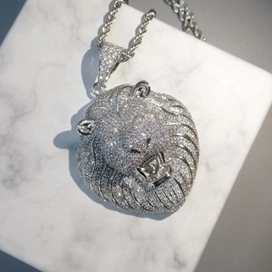 Colgantes de León de Plata de Ley con Moissanita VVS GRA y Esmalte, Estilo Hiphop, para Hombre y Unisex, Joyería Fina al por Mayor de Fábrica, para Boda - Product Image 2