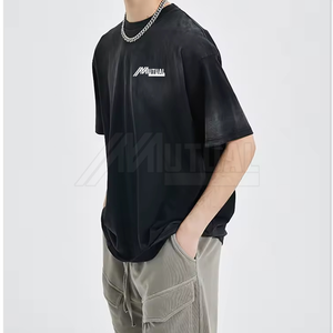 Camiseta de lavado ácido OEM para hombre 100% tela de punto de algodón diseño de patrón sólido al por mayor de Pakistán - Product Image 3